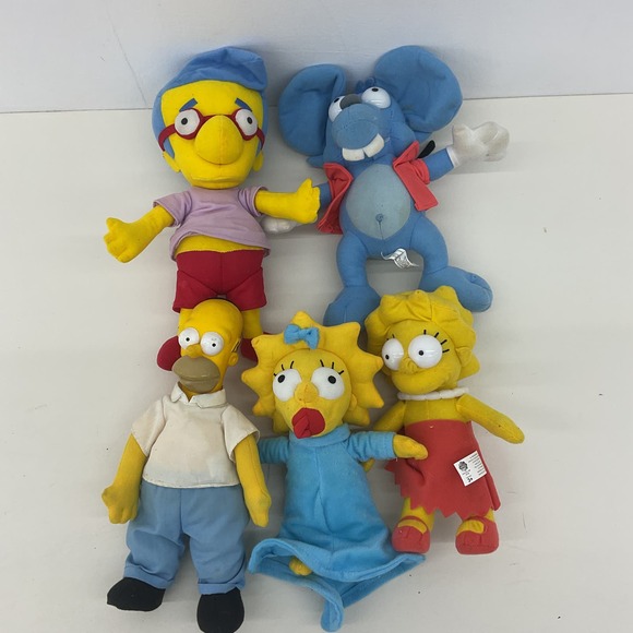 The Simpsons Character Plush Doll LOT Milhouse Lisa Itchy Mouse Homer Maggie - Picture 1 of 4